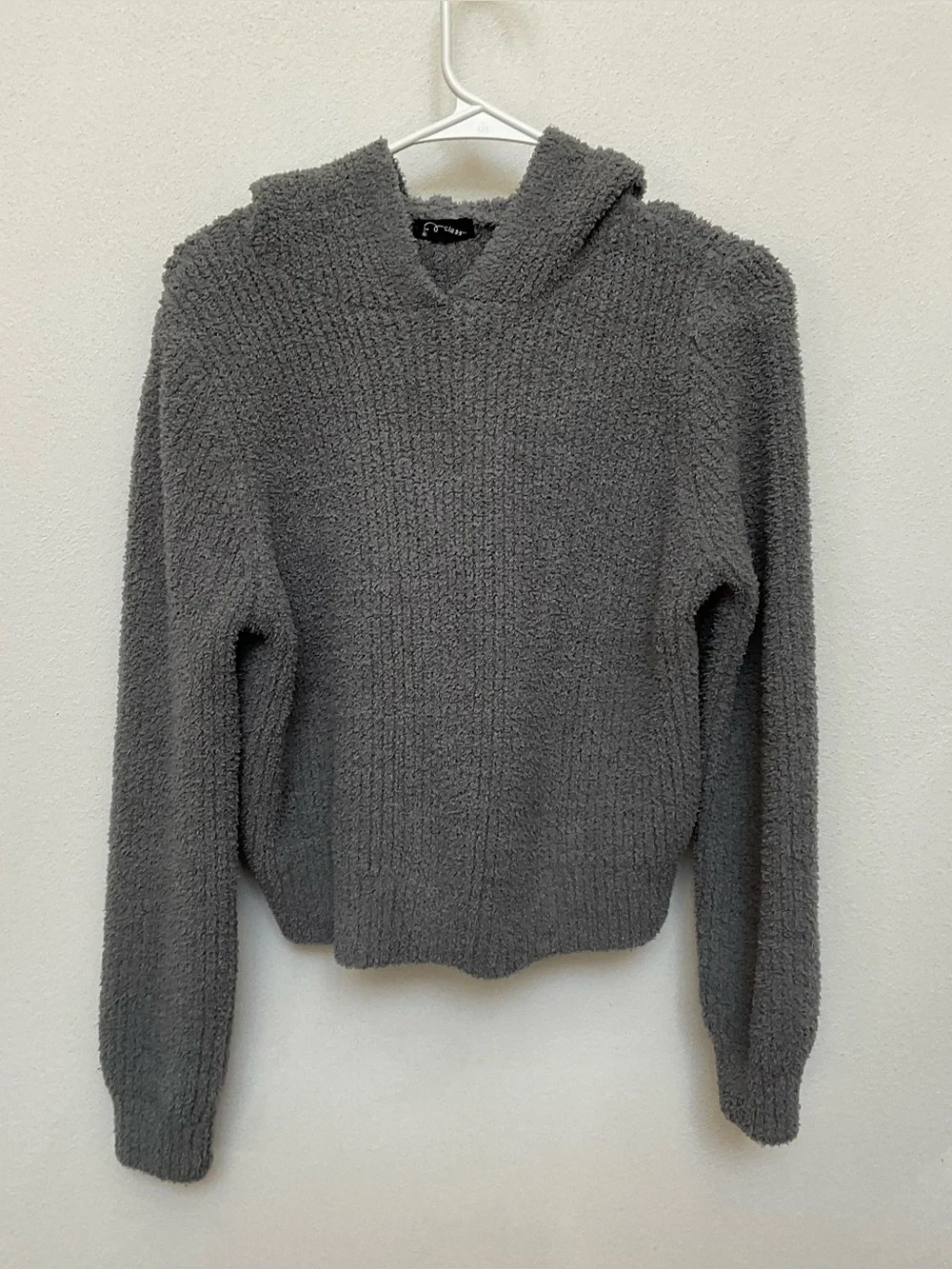 Art Class Grey Chenille Chunky Knit Hooded Sweater Size XXL Girl's Oversized Fit